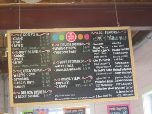 Sweet Spot's ice cream menu, Marthas Vineyard