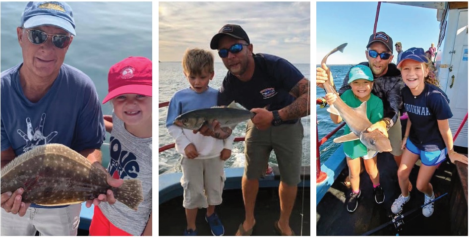 Kids fishing aboard The Skipper, out of Oak Bluffs Harbor.